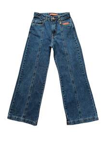 Calça Jeans Wide Leg Denim Feminina Infantil Juvenil Lançamento Premium Cintura Alta Escolar 04 ao 16