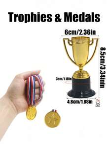 4 piezas/set Sacos para de costales de papa para juegos al aire libre en el patio trasero, para el día de campo, bolsas para saltar, carnaval, fiesta de cumpleaños. 2 piezas/set Trofeos y medallas, juegos al aire libre, decoración navideña