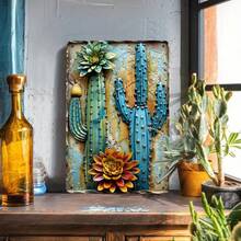 Vintage Eisen Kaktus Sukkulenten Hof Schild - Wandbehang Metalldekoration, Mehrzwecknutzung für Zuhause, Küche, Terrasse, Garten, Restaurant, Bar - humorvolle Wanddekoration, ideales Geschenk für Freunde