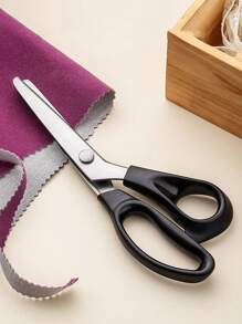 2pcs Set: Sewing Scissors, Serrated Scissors, Suitable For Handicrafts, Tailoring, Paper Cutting, School, Home, Fabric Edging, Leather, Decoration (1 Pair Of Scissors + 1 Soft Ruler)