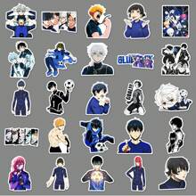 Juego de 50 pegatinas de anime azules, aplicables a botellas de agua, portátiles, patinetas, etc. Conjunto de graffiti estético vibrante, adecuado para diarios, scrapbooking, suministros para fiestas, excelente para invierno y Año Nuevo