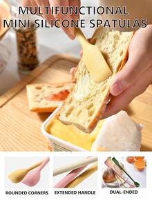 Mini Dual-Head Silicone Scraper, Reusable, Small Jar Scraper, Mini Jam Scraper, Dual-Head Mini Silicone Spoon Scraper, Long Handle Silicone Jar Scraper, Suitable For Kitchen And Beauty - Pink - View 8