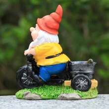 Dekorative Radfahrer Zwerg Statue für den Außenbereich, Garten, Hof - Süße Zwerg Deko Statue für Terrasse, Rasen und Hof