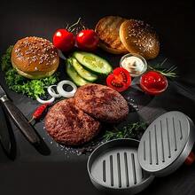 1 Set Stainless Steel Hamburger Patty Mold With Wooden Handle, Non-Stick Coating - Includes 100pcs Patty Papers - Black + 100pcs Silicone Oil Paper - View 8