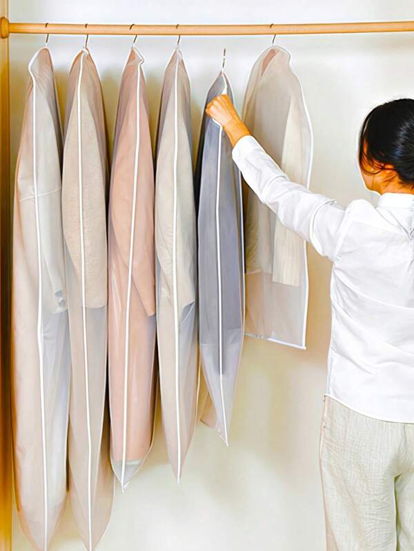 10-1 pièce Housses anti-poussière pour vêtements, Couvre-vêtements imperméables, Protecteur de vêtements suspendu complètement scellé, Convient pour les vêtements, manteaux, robes, costumes. Convient pour les garde-robes de la maison, les bureaux, les voyages