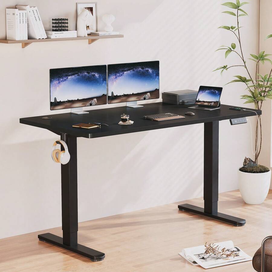Devoko Gunji Electric Standing Desk Height Adjustable Sit-Stand Desk With Memory Smart Panel - Black - View 1