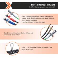 12FT Semi Truck Air Lines Kit, 3-In-1 Air Hoses & ABS Power Line For Semi Truck Trailer Tractor, 7-Way Plug Electrical Cord Cable And Rubber Air Lines Hose Assembly Kit With Hook &  Tape - Black - View 6