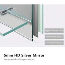 Frameless Mirror With Shelf - Small Bathroom Wall Shaving Mirror With Storage, Rectangle Vanity Mirrors 80x60cm - 60L X 80W cm - View 5