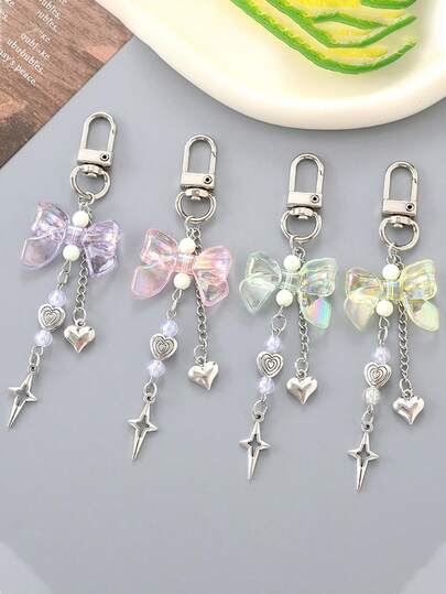 1pc Creative New Fresh Sweet Heart Decor Pendant, Five-Pointed Star Keychain Charm, Earphone Case Hanging Accessories