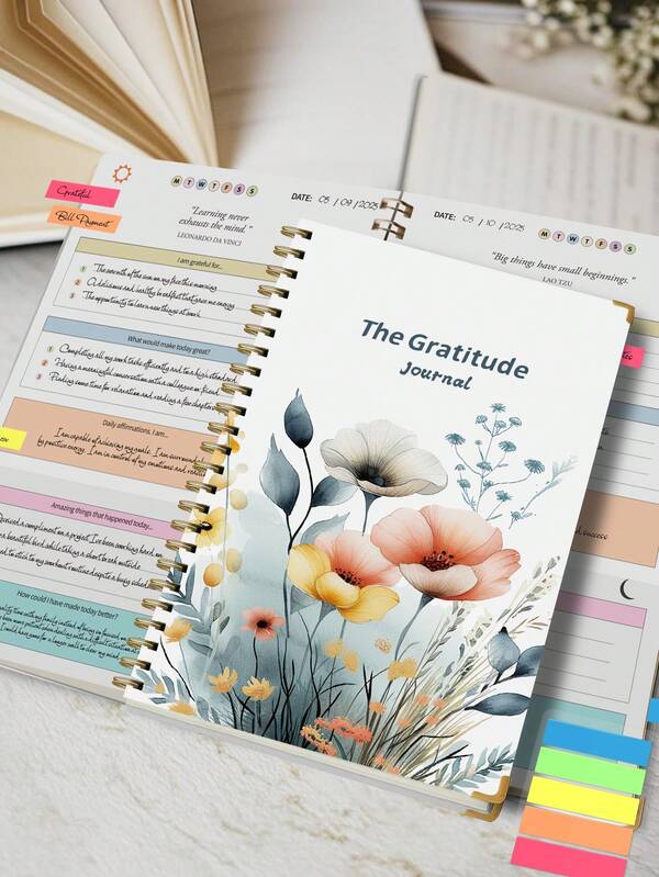 Trees 2025 Colorful Gratitude Journal Notebook 5 Minutes, Simple Undated Daily Gratitude Journal For Happiness, Mindfulness & Affirmation,+ Colorful Index Sticker, Work And Home, Gifts For Friends Family