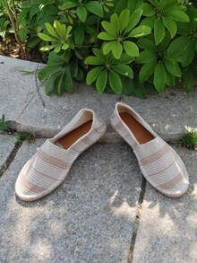 Casual Linen Rope Sole Canvas Shoes, Woven Breathable Flat Loafers, Lightweight Non-Slip Fisherman Shoes, Couples Hand-Woven Linen Bottom Shoes, Available In Black, White And Brown Colors (Note: Shoes Have A Relatively Narrow Toe Box And Hard Sole, Recommend Sizing Up For Wide Feet, And The Handmade Shoes Have Relatively Rough Workmanship) - Beige - View 7