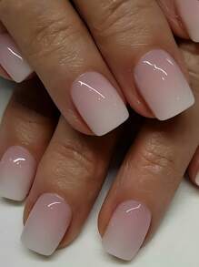 24 pezzi di unghie finte corte e quadrate in stile ombré minimalista, set di arte di unghie in gel, adatto per feste, balli o uso quotidiano