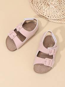 Summer Versatile Kids' PU Leather Back Strap Design Roman Sandals, Woven Soft Breathable Protective Sole Non-Slip Lightweight Sandals