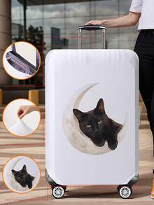 猫图案行李箱盖 18-32 英寸灵活行李箱盖，适用于 18-32 英寸行李箱盖防刮保护器行李箱保护器行李箱盖保护罩防尘罩行李箱防尘罩旅行配件返校、学校用品、商店返校、教室、学校用贝壳包学校配件学校用品