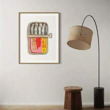 1 Stück Dose Sardinen Kunst Dekor Poster, moderne Tintendruck Wandkunst, klassisches minimalistisches Thema, einfaches Muster, Leinwandmalerei für Küche, Wohnzimmer, Schlafzimmer, Badezimmer, Büro, Herbst- und Frühjahrs-Dekoration, ideal als Einweihungs- und Feiertagsgeschenk, optional mit Rahmen