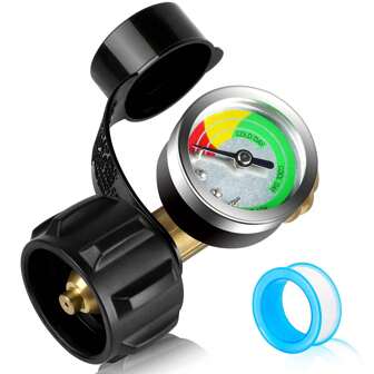 2 Packs Propane Tank Gauge Level Indicator, Propane Gauge With QCC1 Connection For 5-40 Lb Propane Tank, Gas Pressure Gauge With A Dust Cover, Suitable For Cylinder, Gas Grill, RV Camper,Bring A Raw Tape