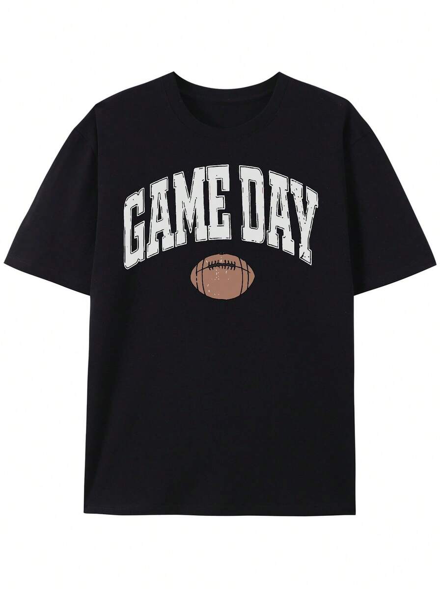 High-Quality Washed Cotton, Letter Print Pattern Men's Short-Sleeve-Shirt, Crew Neck, Comfortable And Breathable, Casual Loose Fit Cotton Menkpop Labor Day Men Clothing Manfinity Romwe Shirts Men Shirts Graphic Tees Camisas Para Hombre Graphic Tees Graphic Te