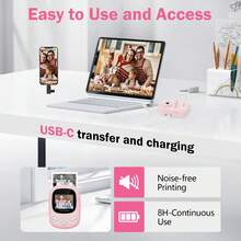 1pc W&O Instant Print Camera - 1080P FHD Digital Display, Shockproof Mini Cartoon Camera With Timer, Scratch-Resistant, Includes 32GB TF Card & Reader, Puzzle Games, Rechargeable Battery, Neck Lanyard, Drawing Pens, And Photo Paper Rolls, Ideal For Outdoor Photography And Gifts - Hồng - Xem 3