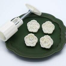 3D Rose Flower Cake Dessert Hand Press Mold - White - View 4