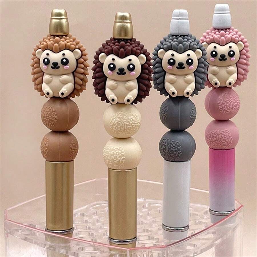 4 hạt nhựa Epoxy hình nhím dễ thương, hạt silicon hoạt hình 3D có lỗ dùng làm đồ thủ công DIY, móc chìa khóa, đồ trang trí túi xách, v.v. - Hạt 3D - Xem 1