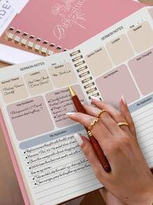 1本圣经学习日志笔记本，52周圣经学习指南，每日祷告日志，教会笔记，信仰礼物，男女皆宜，学校办公用品，教师节礼物，母亲节礼物 - 彩色 - 查看 5