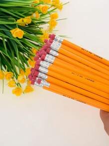 12/24pcs HB Wooden Pencils With Eraser Tops, Stationary And Study Supplies School Supplies,Back To School