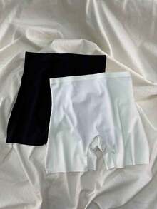 3 条女式高腰无缝内裤，柔软舒适优雅纯色印花设计，收腹内裤，防滑塑身 - 彩色 - 查看 7