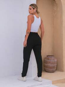 WOMEN'S PANTS, ELASTIC SPORTY - Navy Blue - View 6