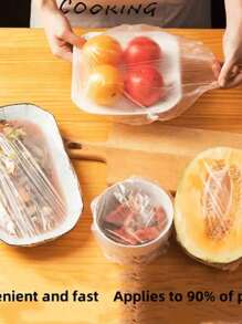 100PCS Disposable Plastic WrapFor Keeping Leftover Foods FreshWith Elastic And Self Seal Closure,Suitable For Covering Bowls AndDishes, Home Use