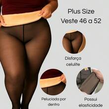 MEIA CALCA APELUCIADA TERMICA FORRADA COM PÉ LÃ POR DENTRO ELASTICA PELUCIA INVERNO GROSSA - Bege - Visão 4