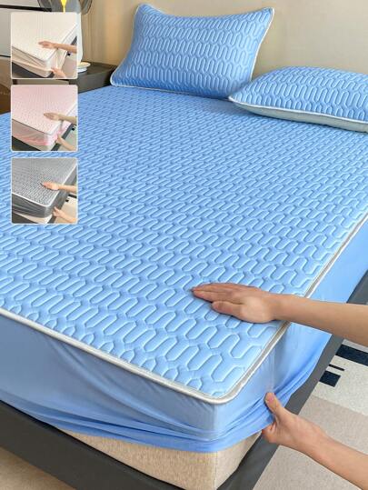 1 pièce de Drap-housse en tissu élastique doux et antidérapant sensible à la glace en latex, confortable, léger, respirant, absorbant la transpiration pour le lit, protège-matelas, couvre-lit pour la chambre, housse de matelas pour un sommeil confortable