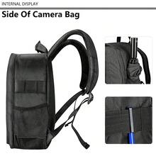 Camera Backpack Bag For DSLR/SLR – Photography Travel Backpack With Laptop Compartment, Padded Divider Insert, Lens Storage & Accessory Organizer – Fits Up To 13-Inch Laptop, Ideal For Outdoor Shoots, Hiking, Work & Commute - Gray - View 5