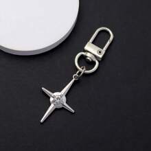 1/2 pièces Porte-clés avec pendentif croix étoile métallique Y2K, étui à écouteurs de style punk minimaliste, coque de téléphone, breloques et accessoires pour sacs, accessoires pour voiture