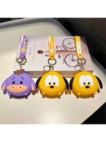 1pc Disney Cartoon Winnie The Pooh Coin Purse Keychain, Cute Pendant Bag Charm, Earphone Cable Organizer, Small Gift, School Supplies,Back To School