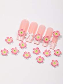 10 Pieces Of Pink Flower Nail Art Accessories, Resin Three-Dimensional Nail Art Pendants, DIY Wearable Nail Material Pack. Simple Style And Versatile, Suitable For Nail Salons