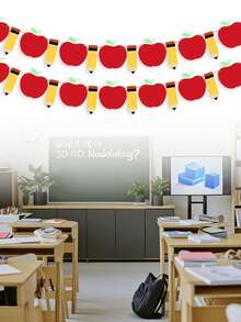 20pcs/10pcs Pencil Apple Banner, Pencil Banner, Pencil Garland, Pencil Apple Felt Banner For Decorating The Back Toschool Colorful Hanging Garland. Hanging Banner, Classroom Decor Pencil Party Decor, Back ToSchool Party Decorative Pull Flag Banner,Back ToSchool Party Decor, Teacher Gift, Home Wall Decoration, Teacher's Classroom Decoration Graduation Ceremony - Multicolor - View 7
