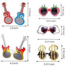 摇滚明星服装套装，配有滑稽眼镜、充气吉他和麦克风，适合 70 年代、80 年代、90 年代音乐派对、摊位道具 - 彩色 - 查看 4