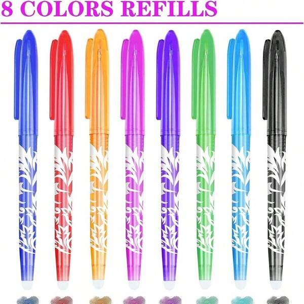 8 pezzi / 36 pezzi / 48 pezzi di penne a inchiostro neutro cancellabili, punta da 0,5 mm con gomma, adatte per adulti, studenti, scuole, uffici, forniture di cancelleria, regali - in diversi colori, cancellabili per errori, senza lasciare tracce, blu, nero, rosso, verde, azzurro, arancione, viola, rosa rosso - Ritorno a scuola, Ognissanti, Ringraziamento, Natale, Compleanni, ecc.