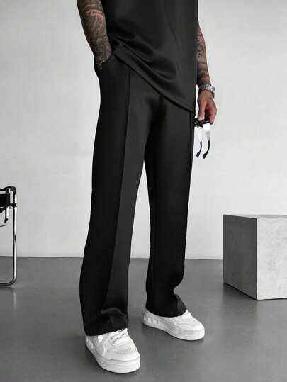 Pantaloni sport casual cu picior drept, culoare solidă, pentru bărbați, stil nou, stil business formal, toamnă