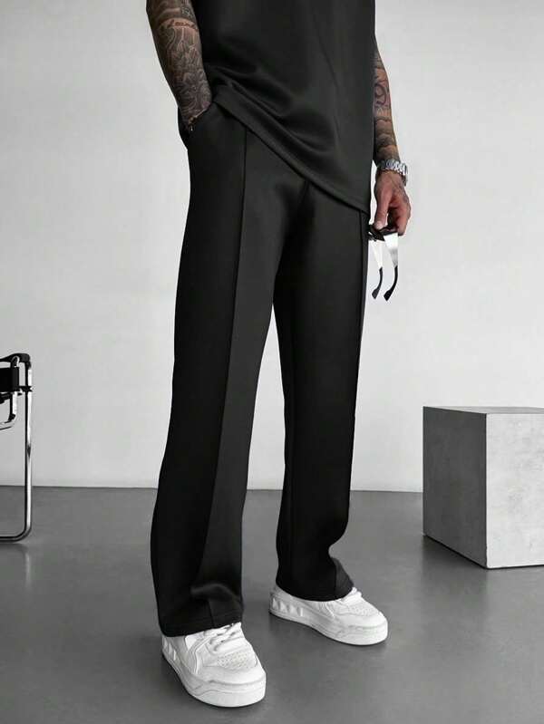 Pantaloni sportivi casual straight leg a tinta unita da uomo, nuovo stile