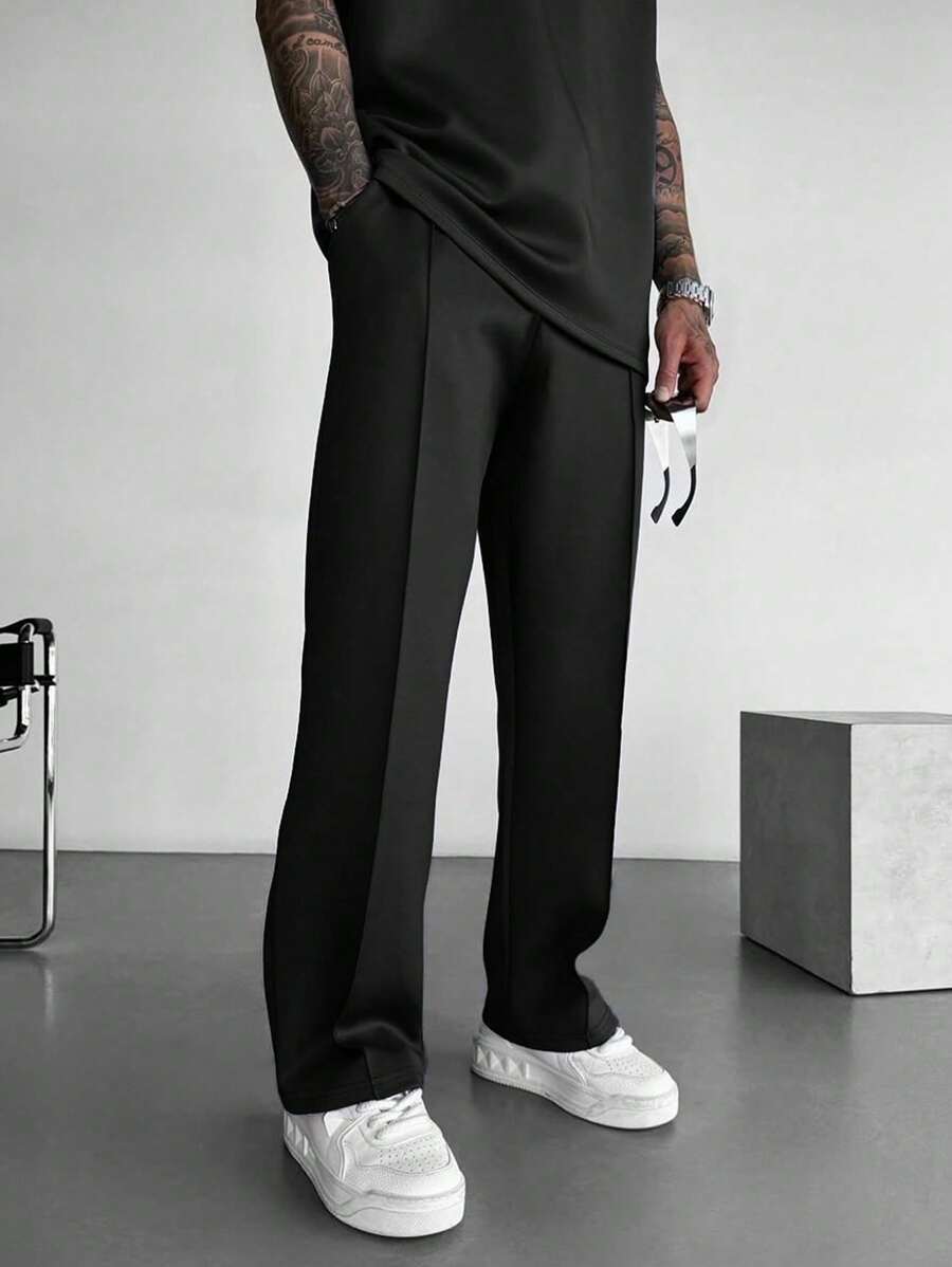 Pantaloni sportivi casual da uomo a gamba dritta, tinta unita, nuovo stile, stile business formale, autunno