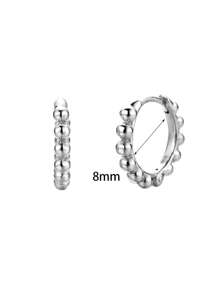 2Pcs Simple Fashion Small Round Bead Hoop Earrings For Women Men Vintage Gold Silver Color Copper Metal Huggie Earrings Female Punk Minimalist Jewelry Accessory