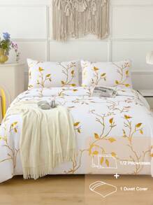 Ensemble de housse de couette style doré doux - Meilleur 2/3 pièces Ensemble de couette matelassée - Comprend 1 housse de couette et 1/2 taie d'oreiller - Abordable et de haute qualité pour lit simple, double, queen et king. Couette en métal doré et brillant, ensemble de draps