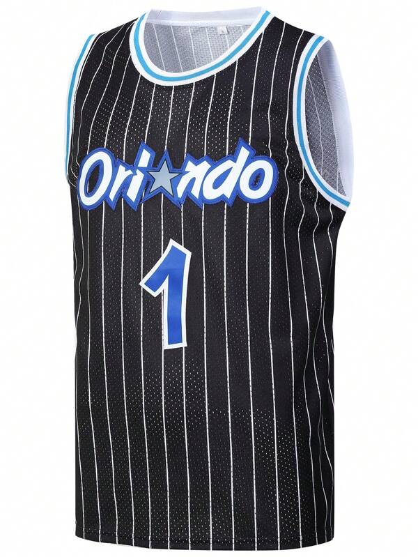Men's Basketball Jersey, Black, 1pc, Embroidered Sports Tank Top