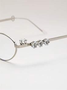 DareSee 1 buc Ochelari de soare pentru femei, cu ramă ovală metalică, îngustă, cu incrustații de stras, ochelari simpli Y2K Vintage Kawaii pentru stil zilnic, accesorii pentru ochelari de soare pentru femei, festival de muzică Y2K-Fest, înapoi la școală, toamnă