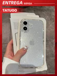 1 Peça Capa de Celular Transparente com Glitter, À Prova de Quedas e Durável, Compatível Com Apple 16/16Pro/16Plus/16ProMax