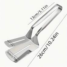 2-In-1 Stainless Steel Multipurpose Fish Spatula - Premium Stainless Steel Fish Spatula And Tongs - Non-Stick, Heat Resistant, Multifunctional Kitchen Tool For Frying Fish, Flipping And Steak Handling - Suitable For Home And Restaurant Kitchen, Fish Frying Spatula, Outdoor Grill Tool, BBQ Spatula, BBQ Tongs