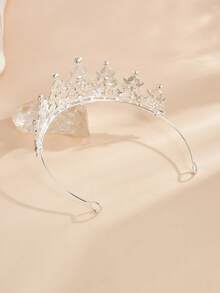 1入組合金和水鑽新娘婚禮皇冠,公主皇冠 - 銀色 - 查看 8