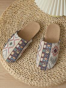 Fall/Winter New Linen Fabric Slippers, Absorbent Breathable Jacquard Home Indoor Slippers, Couple Style, Summer