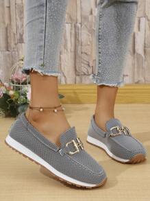Nuevas Cómodas, Transpirables y Antideslizantes Mocasines Planos Casuales con Cadena de Metal en la Suela, Apropiados para Todas las Estaciones, para Mujeres